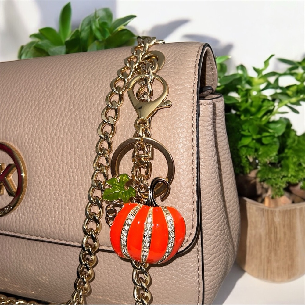 Gold and Orange Pumpkin / Bag CHARM Keychain
